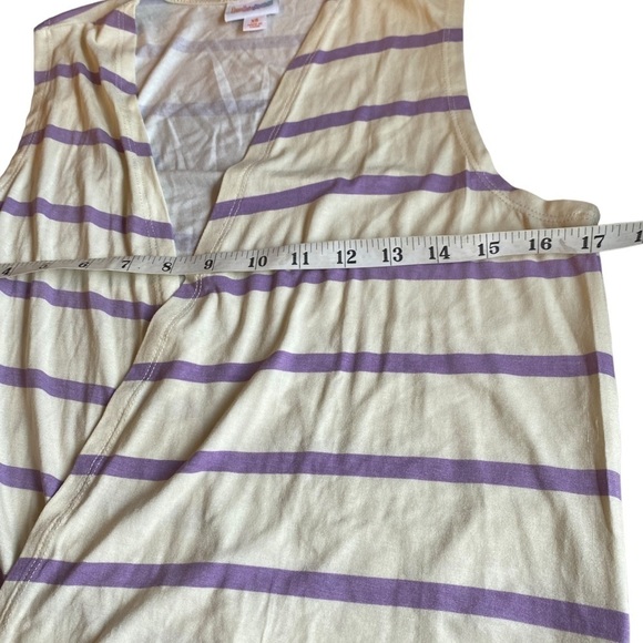 LuLaRoe Joy Vest Cream Purple Stripe Duster Women's Size XS - NWT - Picture 11 of 12